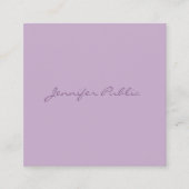 Luxe handgeschreven script Paarse afbeelding Vierkante Visitekaartje (Voorkant)