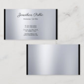 Luxe handgeschreven script Silver Cool Visitekaartje (Voorkant / Achterkant)