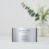 Luxe handgeschreven script Silver Cool Visitekaartje (Staand voorkant)
