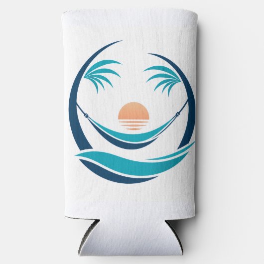 Luxe Hangmat Zonsondergang Logo Seltzer Blikjeskoeler (Voorkant)