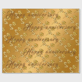 Luxe Happy Floral Gold 50e Jubileum Cadeaupapier (Vlak)