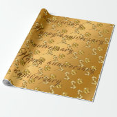 Luxe Happy Floral Gold 50e Jubileum Cadeaupapier (Uitgerold)