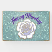 Luxe Happy Monday Vinyl Banner White Rose (Horizontaal)
