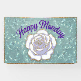 Luxe Happy Monday Vinyl Banner White Rose
