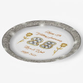 Luxe Happy past Silver 25th Jubileum aan Papieren Bordje (Gekanteld)