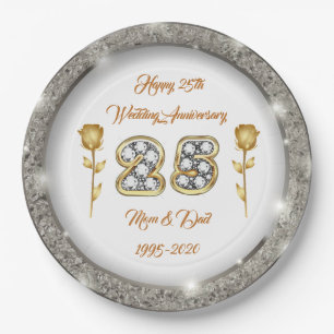 Luxe Happy past Silver 25th Jubileum aan Papieren Bordje