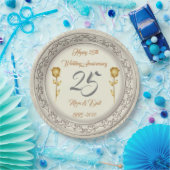 Luxe Happy past Silver 25th Jubileum aan Papieren Bordje (Feest)