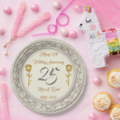 Luxe Happy past Silver 25th Jubileum aan Papieren Bordje (Feest)