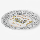 Luxe Happy past Silver 25th Jubileum aan Papieren Bordje (Gekanteld)