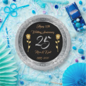 Luxe Happy past Silver 25th Jubileum aan Papieren Bordje (Feest)