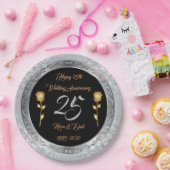 Luxe Happy past Silver 25th Jubileum aan Papieren Bordje (Feest)