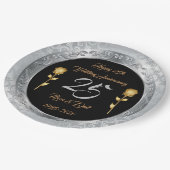 Luxe Happy past Silver 25th Jubileum aan Papieren Bordje (Gekanteld)