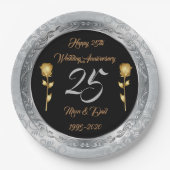 Luxe Happy past Silver 25th Jubileum aan Papieren Bordje (Voorkant)