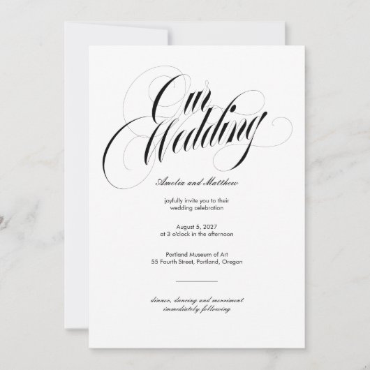 Luxe Headline bruiloft uitnodiging (Voorkant)