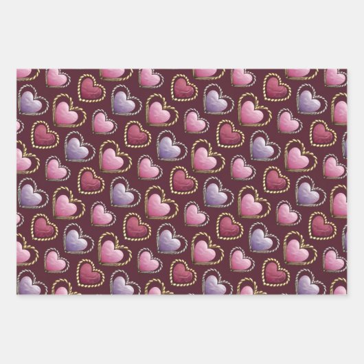 Luxe Hearts Wrapping Paper Set (Voorkant 3)