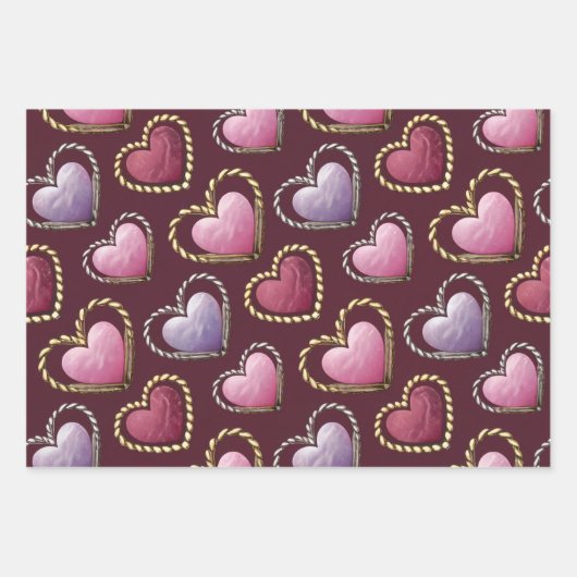 Luxe Hearts Wrapping Paper Set (Voorkant 2)