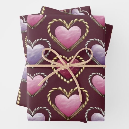 Luxe Hearts Wrapping Paper Set (In situ)