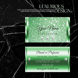Luxe Helder Groen Sparkle Glitter Sterren Diamante Visitekaartje