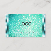 Luxe Heldere Blauwgroen Glitter Lichtgevende Sterr Visitekaartje (Voorkant)