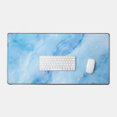 Luxe Hemelblauwe Marmeren Abstract Bureaumat (Keyboard & Muis)