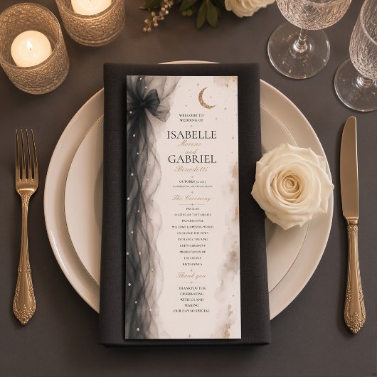 Luxe Hemelmaan Huwelijksprogramma Zwart Menu