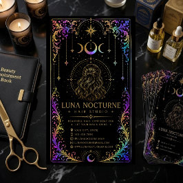 Luxe Hemelse Kapsalon Mystieke Maan QR-code Visitekaartje