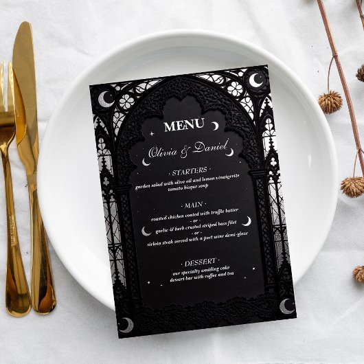 Luxe Hemelse Kathedraal Kant Gotische Bruiloft Menu