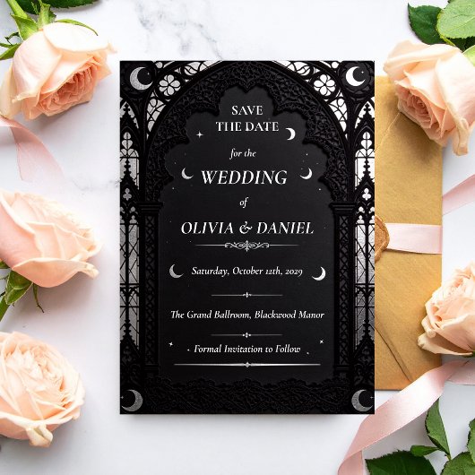 Luxe Hemelse Kathedraal Kant Gotische Bruiloft Save The Date