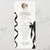 Luxe Hemelse Maan Zwart Lint Huwelijksprogramma  Menu (Voorkant)