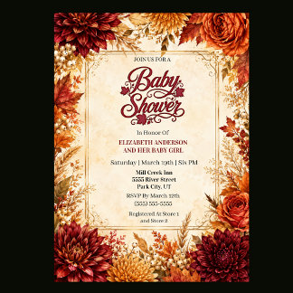 Luxe herfst baby shower voor meisje kaart