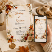Luxe herfst bruiloft uitnodiging template