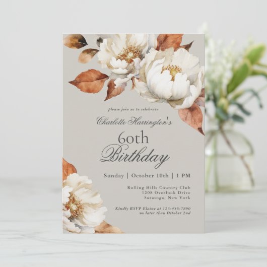 Luxe Herfst Floral 60ste verjaardagsfeestje Kaart (Staand voorkant)