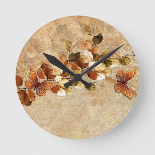 Luxe  herfst Leaf Clock Ronde Klok (Voorkant)
