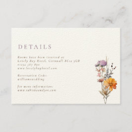 Luxe Herfst Sinaasappel & Paarse Wildflowers Weddi Informatiekaartje