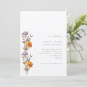 Luxe Herfst Sinaasappel & Paarse Wildflowers Weddi Kaart (Staand voorkant)
