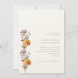 Luxe Herfst Sinaasappel & Paarse Wildflowers Weddi Kaart