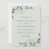 Luxe High End Eucalyptus Sage Groene Bruiloft Kaart (Voorkant)