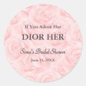 Luxe high-end parfum thema roze partij gunst ronde sticker (Voorkant)