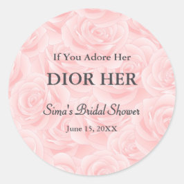 Luxe high-end parfum thema roze partij gunst ronde sticker