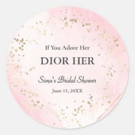 Luxe high-end parfum thema roze partij gunst ronde sticker