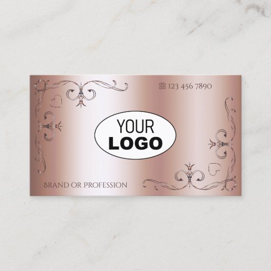 Luxe  hoek grenzen met Logo Roos Gold Visitekaartje (Voorkant)