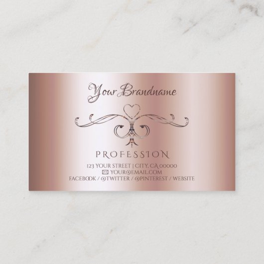 Luxe hoek Initialen Roos Gold Visitekaartje (Achterkant)