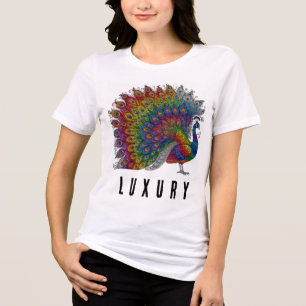 Luxe Hoge Mode Regenboog Pauw Overhemd Tri-Blend Shirt