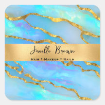 Luxe Holografische Faux Opal Steen en Gouden Folie