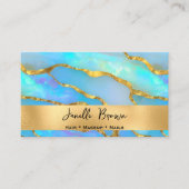 Luxe Holografische Faux Opal Steen en Gouden Folie Visitekaartje (Voorkant)