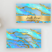 Luxe Holografische Faux Opal Steen en Gouden Folie Visitekaartje