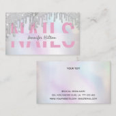 Luxe holografische glitterijdruppels Nail salon Visitekaartje (Voorkant / Achterkant)