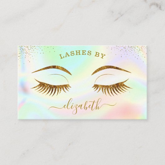 Luxe holografische gouden wimpers Visitekaartje (Voorkant)
