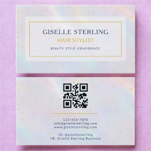 Luxe Holografische Haar Stylist Modern Visitekaartje