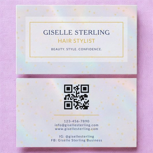 Luxe Holografische Haar Stylist Modern Visitekaartje